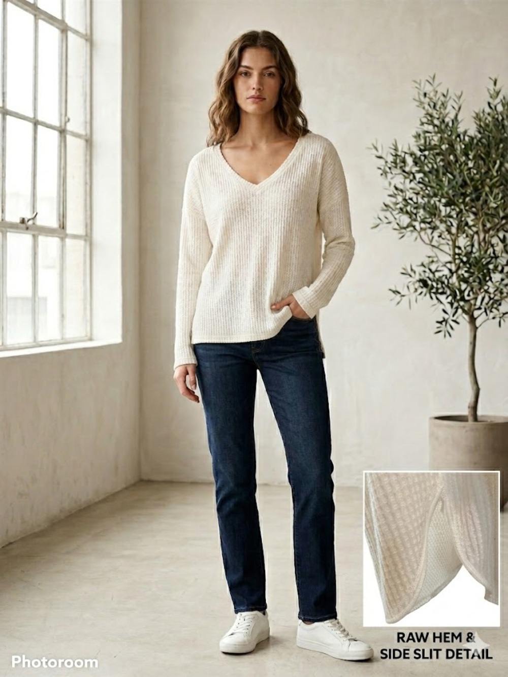 Wild Fable Waffle Knit V-Neck Top
